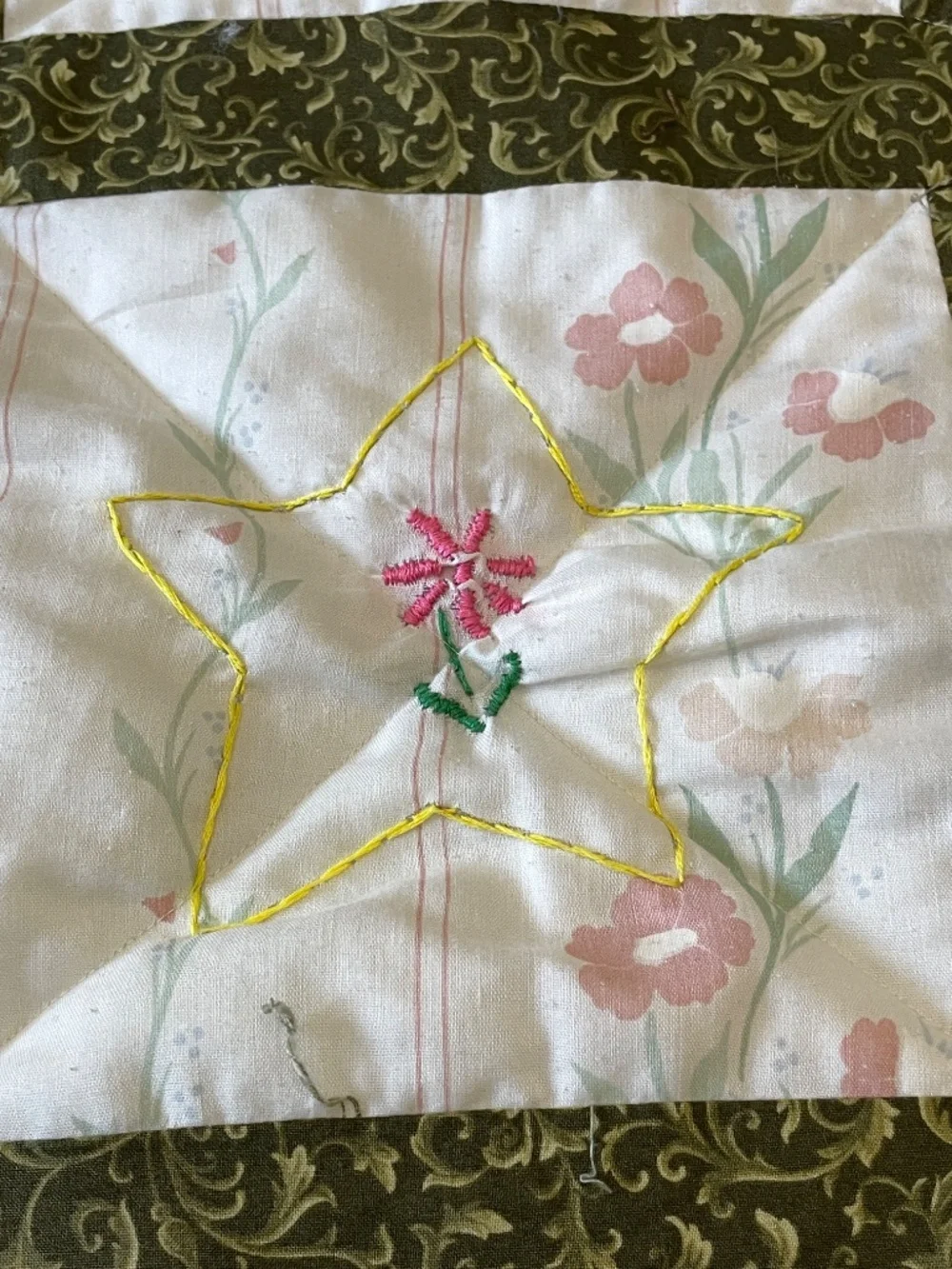 Handmade Whimsical Embroidered Lap Child Quilt
